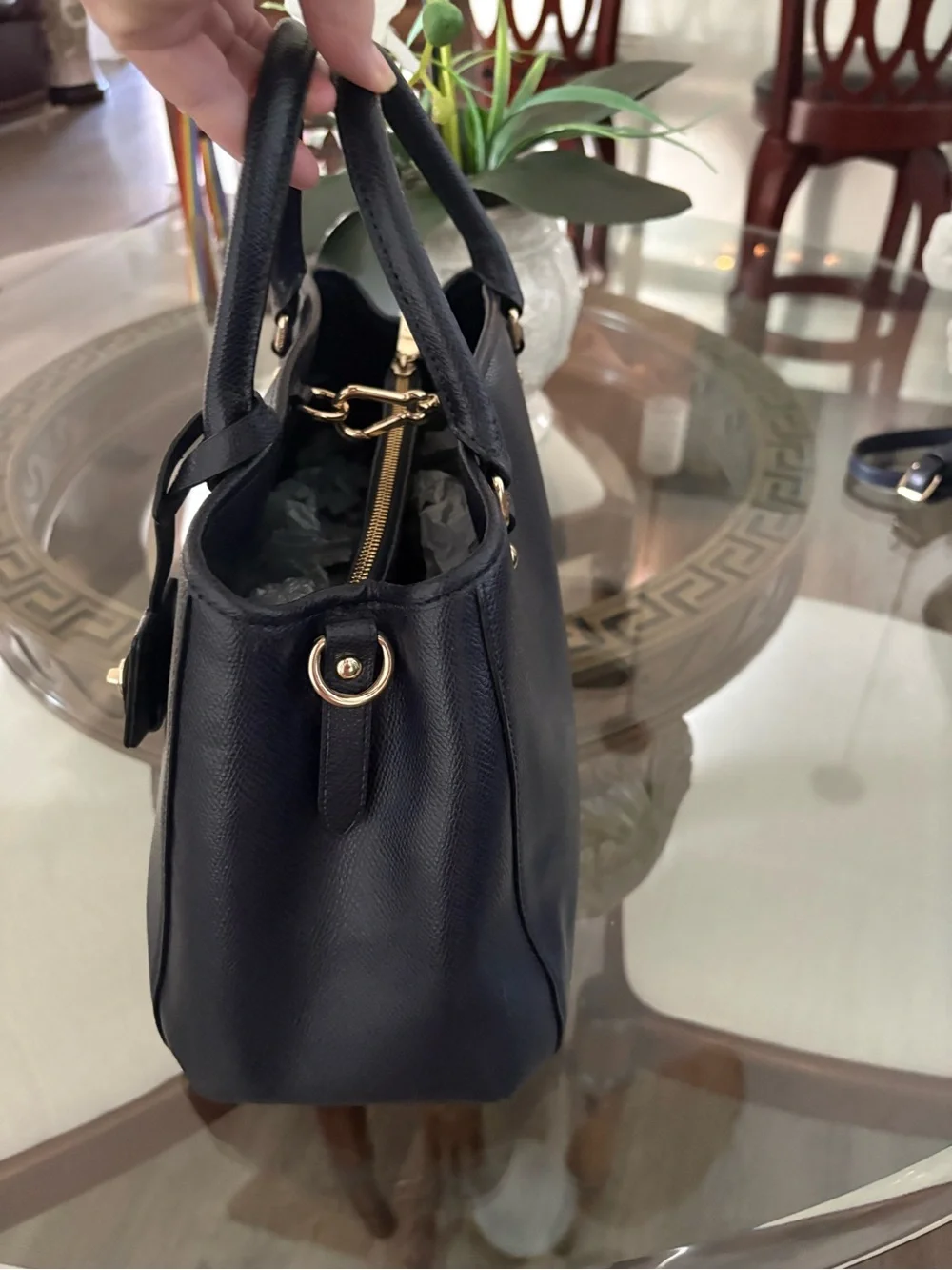 💙💙COACH MARGOT MIDNIGHT BLUE SATCHEL/CROSSBODY CROSSGRAIN LEATHER BAG!💙💙